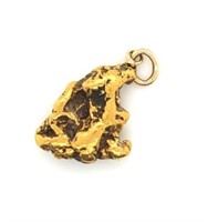 Natural Alaskan gold nugget pendant, about 1" long