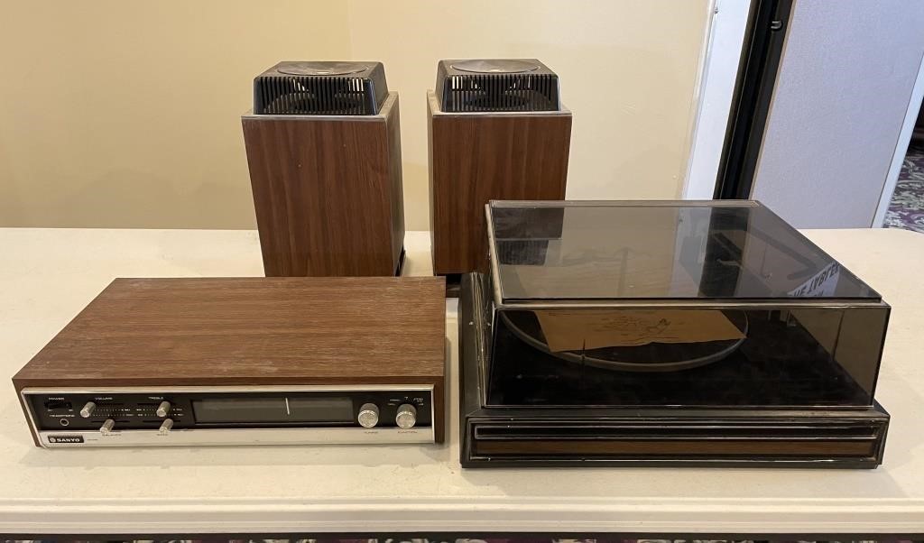 Stereo Receiver, Turntable & Speakers - Sanyo, BSR