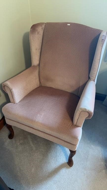 Pink Upholstered Wingback Chair