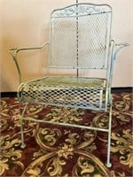 Shabby Green Wrought Iron Spring Rocking  Chair