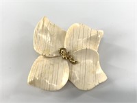 Beautiful ivory and gold nugget pin, ivory is carv