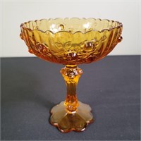 Fenton Amber Glass Compote Footed Dish