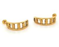 Pair of 10kt gold nuggeted earrings with secure sc