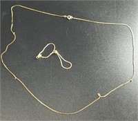 14kt gold chain, necklace and earring set weighs 3