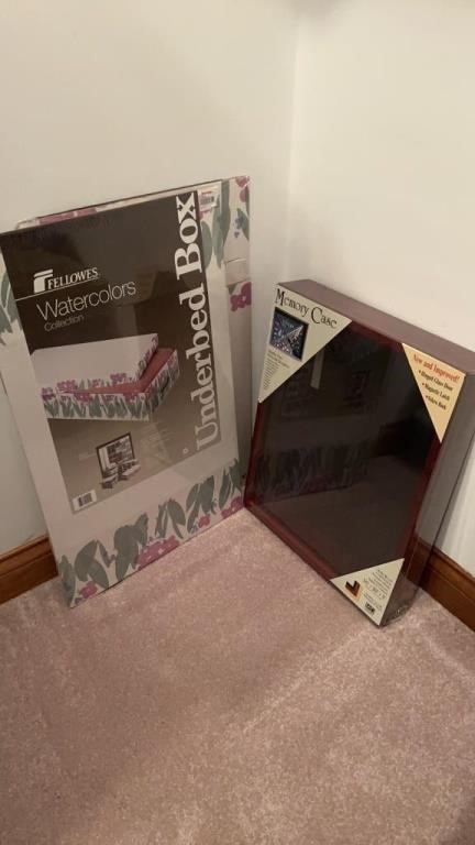 Memory Display Case and 2 Under bed Boxes