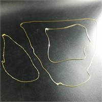 Three 14kt gold chains 3 different lengths, total