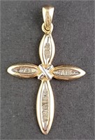 10k Gold Diamond Cross Pendant