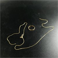 14kt gold scrap jewelry including broken chain and