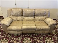 Ashley Light Beige Leather Reclining Sofa