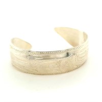 Tlingit sterling silver cuff, engraved with name "