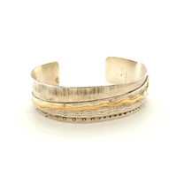 Sterling silver and 14kt gold cuff bracelet, with