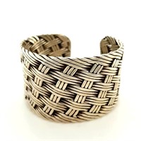 Sterling silver woven cuff bracelet total weight o