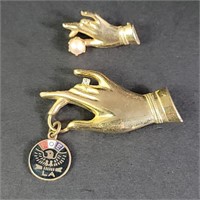 Fraternal Order Eagles Hand Pins (2)