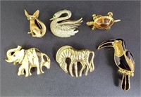 Elephant, Zebra, Toucan Pins & More (6)