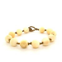Fossilized ivory bead bracelet, hand made in Alask
