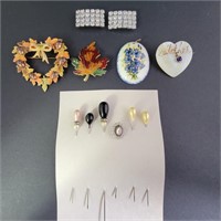 Stick Pins, Leaf Pins & Clip-on Earrings (11)