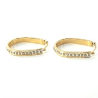 14kt Gold electroplate and CZ hoop earring set