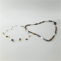 Two freshwater pearl necklaces in deep earth tones