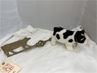 Metal Cow Wind Directional 20"L & Stuffed Cow