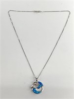 Sterling silver necklace with an opal doublet pend