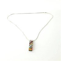 Artisan glass pendant on sterling silver bale and