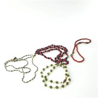 Assortment of beaded necklaces with jade and hemat