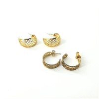Two pairs of 14kt electroplated earrings