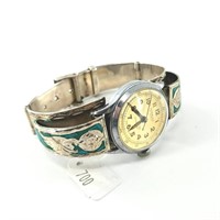 Working 11 jewel Spirina wristwatch with sterling