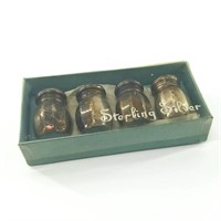 Set of 4 sterling silver spice shakers in box
