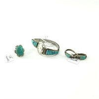 Sterling silver and turquoise jewelry set with an