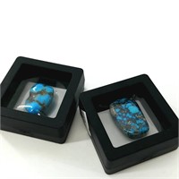 2 Turquoise specimens in gem containers