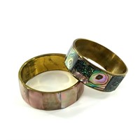 Pair of lovely abalone and brass bangles