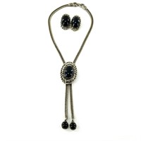 Women's bolo tie and matching clip on earring set