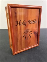 Bible In Wood Storage Box, Local 913 I.U.E.