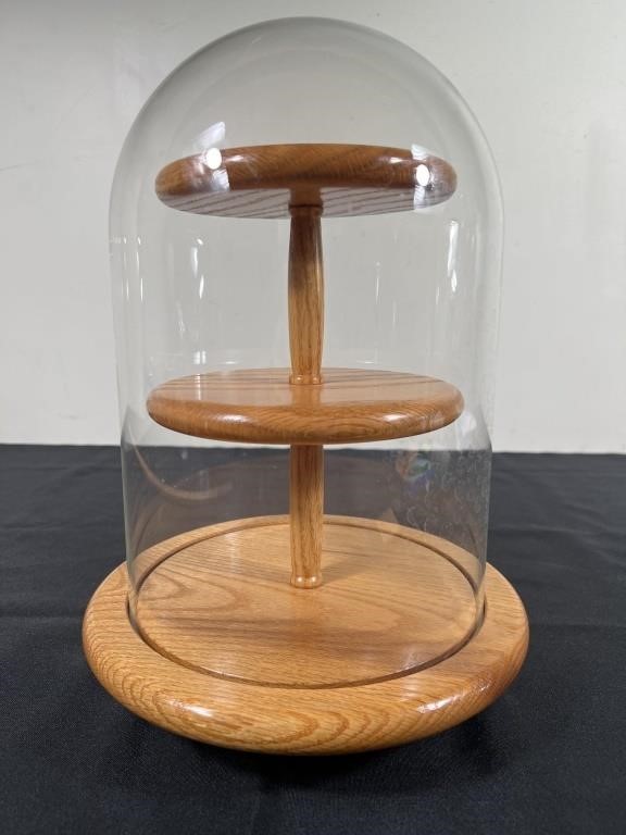 3 Tier Oak Wood Display with Dome By R. A. Barnes