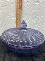 Fenton Purple Candy Dish w/Lid - Swirl