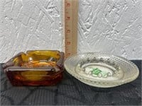 Vintage Ashtray Amber Glass and Vintage