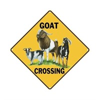 Goat Crossing Metal Sign
