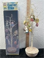 Vintage Easter Tree w/Painted Wood Orna