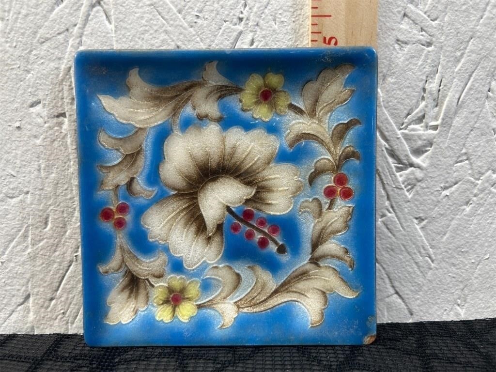 Square Plate Ando Cloisonne Japan (chipped)