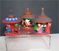 Set of 3 Vintage Hallmark Carousel Ornaments