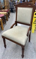 Eastlake Style Wood Frame Upholstered Chair.  NO