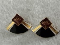 Pr Vintage Signed Lauren Burch Water Lily Earrings