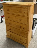 Pine 5 Drawer Dresser (32"W x 17"D x 47"H).