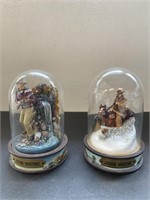 (2) John Wayne Figurines with Glass Domes