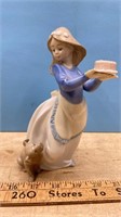 Llandro Figure - Lady w/Cake & Dog. Wrist Has