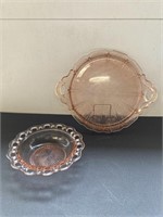 (2) Pieces Vintage Pink Depression Glass