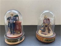 (2) John Wayne Figurines with Glass Domes