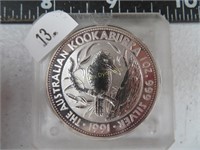 1991 1 oz. Silver Austrailian $5 Kookaburra