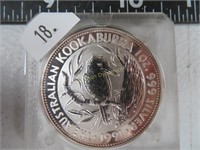 1991 1 oz. Silver Austrailian $5 Kookaburra